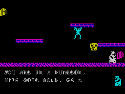 Sorcery (ZX Spectrum) screenshot: Just entered a dungeon.