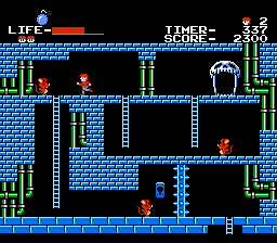 The Goonies (NES) screenshot: Negotiating a slightly bluer level