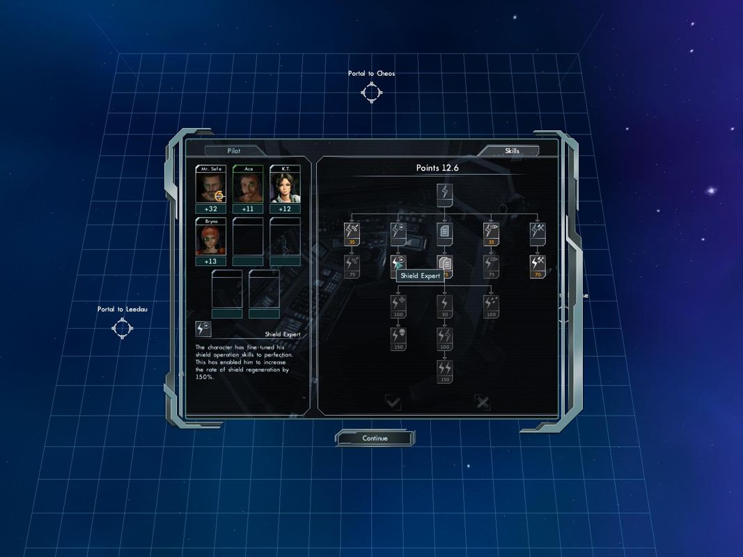 Star Wolves 2 (Windows) screenshot: Distributing skill points