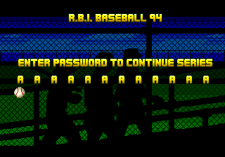 R.B.I. Baseball '94 (Genesis) screenshot: Password screen