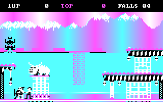 Bruce Lee (DOS) screenshot: Gameplay (CGA mode)
