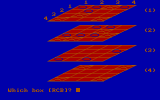 3-D Tic-Tac-Toe (DOS) screenshot: Later in the game.