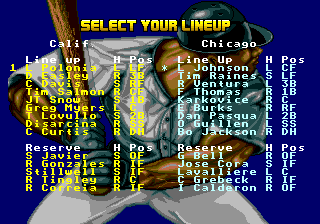 R.B.I. Baseball '94 (Genesis) screenshot: Select the lineup