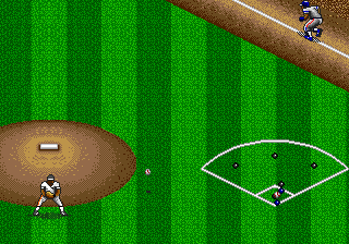 R.B.I. Baseball '94 (Genesis) screenshot: Ball hit into the infield