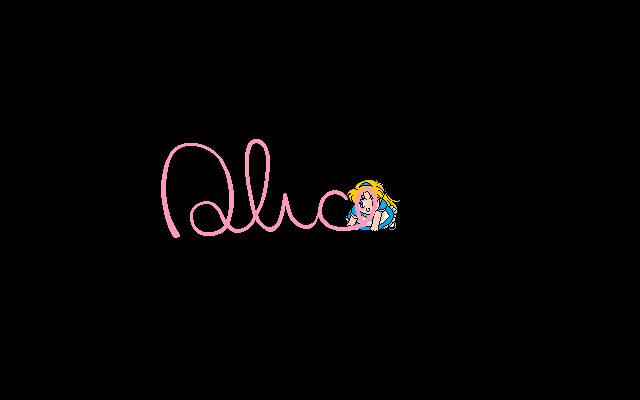 Gakuen King: Hidehiko Gakkō o Tsukuru (PC-98) screenshot: Alice is writing Alice Soft logo...