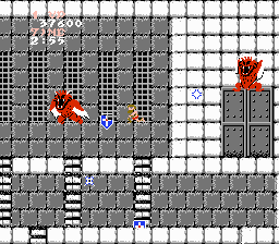Ghosts 'N Goblins (NES) screenshot: Battling a pair of powerful demons in order to gain access to the inner sanctum