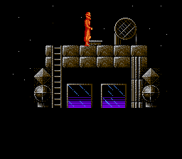 Nightshade (NES) screenshot: Climbing to the top of a tall building