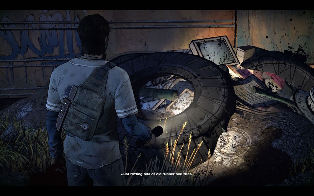 The Walking Dead: A New Frontier (Windows) screenshot: Episode 1: Javi explores the junkyard.