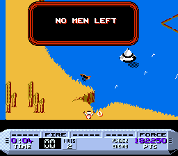 Cobra Triangle (NES) screenshot: Failed to protect the men who insist on swimming in hostile waters