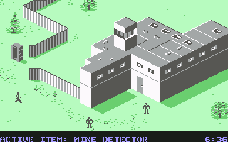 Infiltrator II (Commodore 64) screenshot: Mission 2 - Another enemy building.