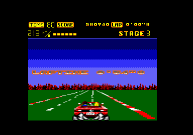 OutRun (Amstrad CPC) screenshot: After beating another stage...