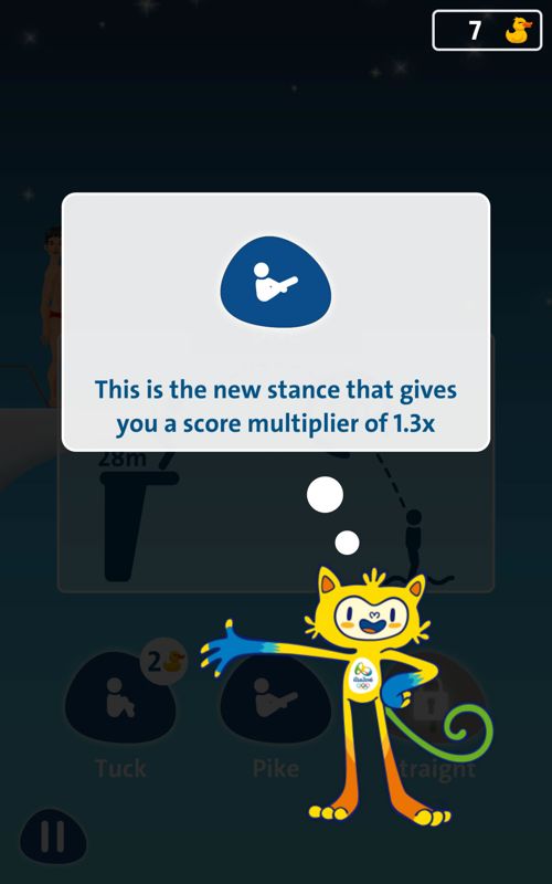Rio 2016: Diving Champions (Android) screenshot: A hint