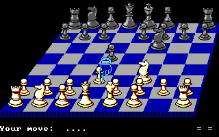 Chess Simulator (DOS) screenshot: 3D Board (EGA).