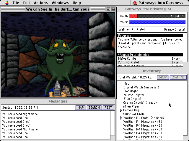 Pathways into Darkness (Macintosh) screenshot: That's a Nightmare. You don't want to know what comes out of its mouth.
