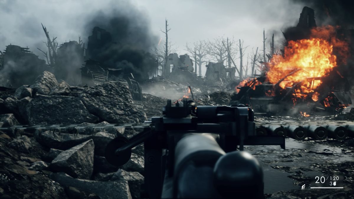 Battlefield 1 (PlayStation 4) screenshot: Bullets, shells and enemies come from all directions, staying in one place is not advised