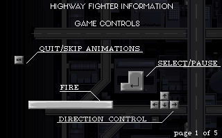Highway Fighter (DOS) screenshot: Wow, what unusual controls!