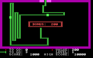 PacWorm (DOS) screenshot: Leaving the level gives you a bonus.