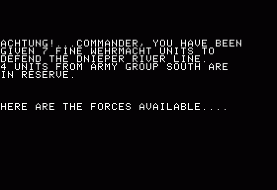 Dnieper River Line (Apple II) screenshot: No small task commander