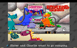 Slater & Charlie Go Camping (DOS) screenshot: one of the hundreds of whimsical animations