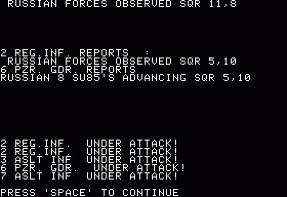 Dnieper River Line (Apple II) screenshot: Turn 1 complete