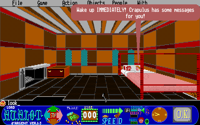 Lord Avalot d'Argent (DOS) screenshot: The game starts with this pleasant awakening