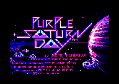 Purple Saturn Day (Amstrad CPC) screenshot: Title screen