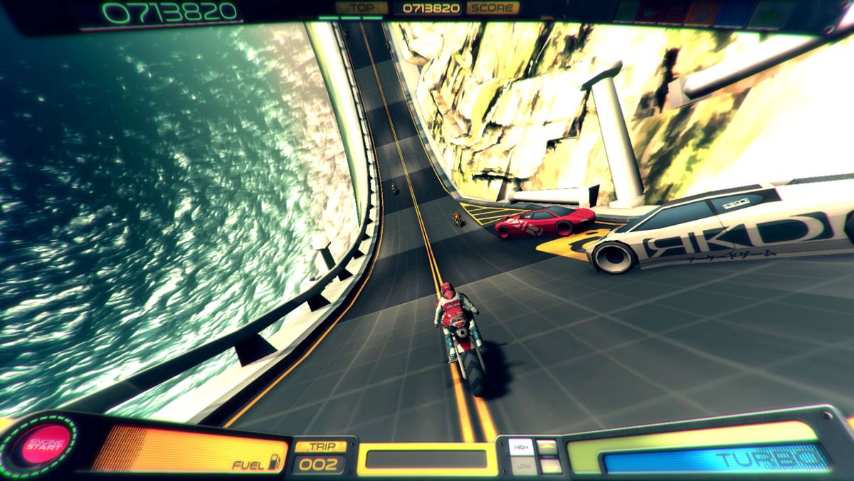 Moto RKD Dash (Windows) screenshot: Cars on the ocean track