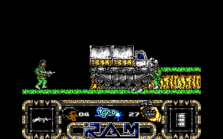 R.A.M. (DOS) screenshot: The Action Begins (CGA).