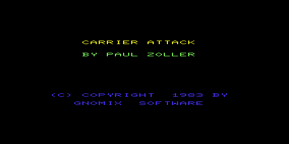 Carrier Attack (VIC-20) screenshot: Title