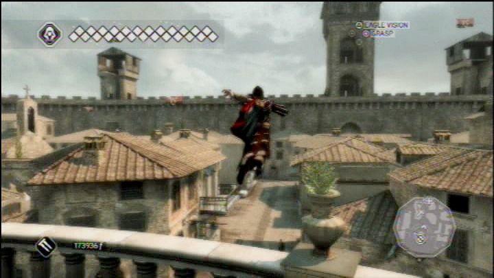 Assassin's Creed II (PlayStation 3) screenshot: Jumping into the unknown... he sure can sustain a falling damage.