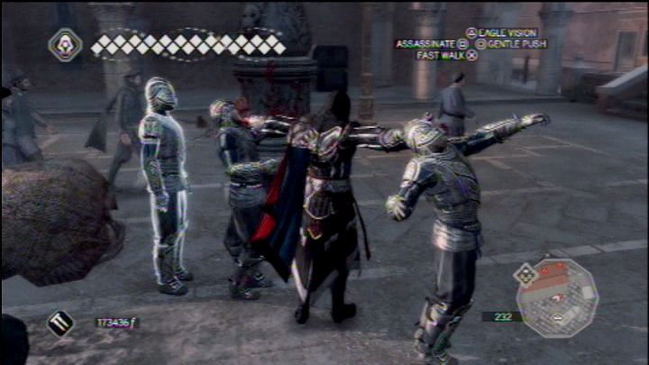 Assassin's Creed II (PlayStation 3) screenshot: With twin-blades you can kill two guards at once before raising any suspicion.