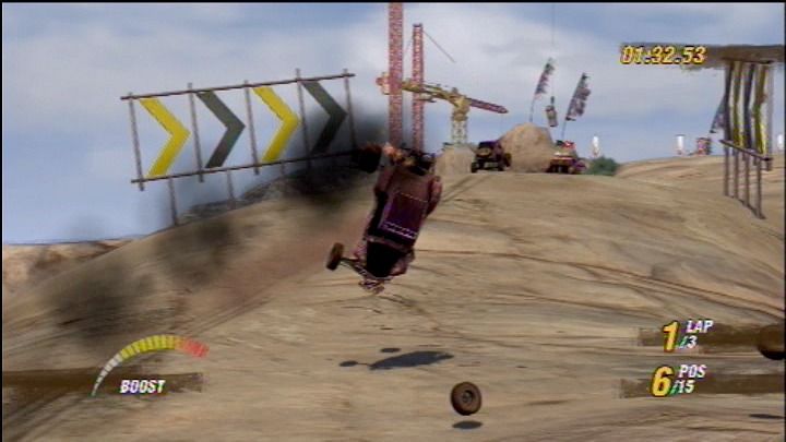 MotorStorm (PlayStation 3) screenshot: Don't overdo on your nitro boost or it will explode.