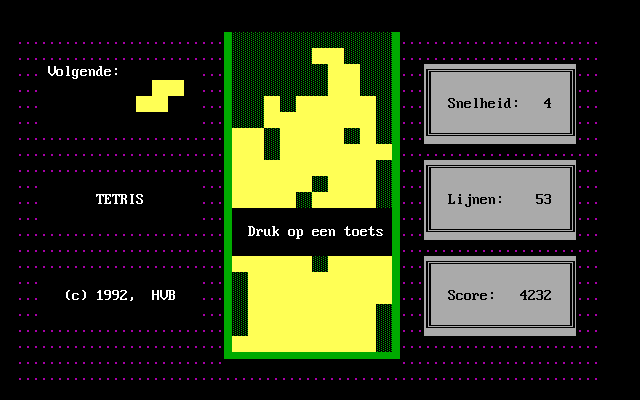 Tetris (DOS) screenshot: Game Over