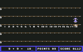 Fay: That Math Woman! (Commodore 64) screenshot: The maximal value of the answer was reached
