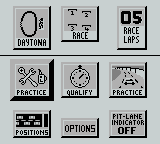 Days of Thunder (Game Boy) screenshot: Pre race options