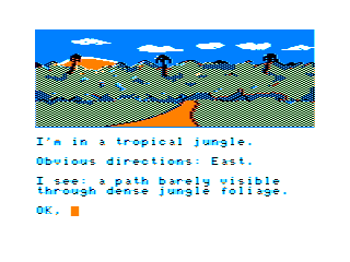 Calixto Island (TRS-80 CoCo) screenshot: A tropical jungle