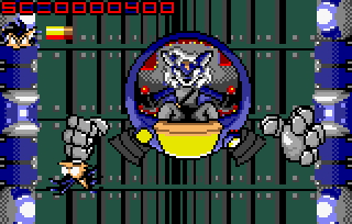 Zaku (Lynx) screenshot: Zaku must keep Iremsha's "handy" robotic suit from being a smashing success.