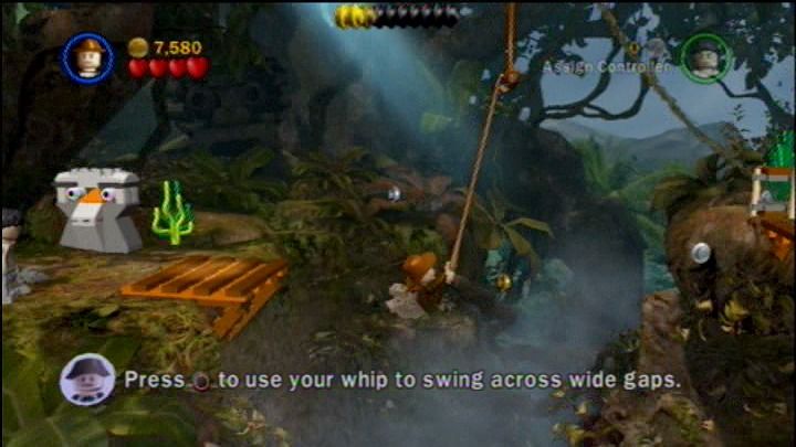 LEGO Indiana Jones: The Original Adventures (PlayStation 3) screenshot: Indy's whip is as useful as his hat, if not more.