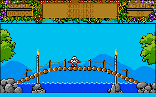 Treasure Island Dizzy (Amiga) screenshot: Crossing a bridge