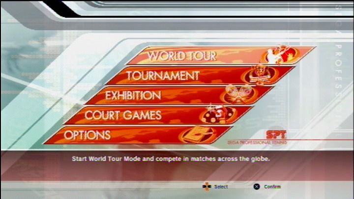 Virtua Tennis 3 (PlayStation 3) screenshot: Main menu