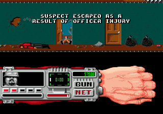 Techno Cop (Genesis) screenshot: Suspect escaped as a result of officer injury