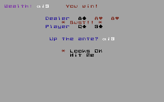 Corsair (Commodore 64) screenshot: Playing the Gemini card game at a club