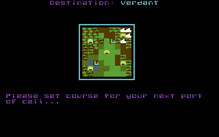 Corsair (Commodore 64) screenshot: Choose your next port of call