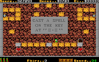 Solomon's Key (Atari ST) screenshot: Hmm, a useful hint?