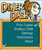 Diner Dash (J2ME) screenshot: Main menu