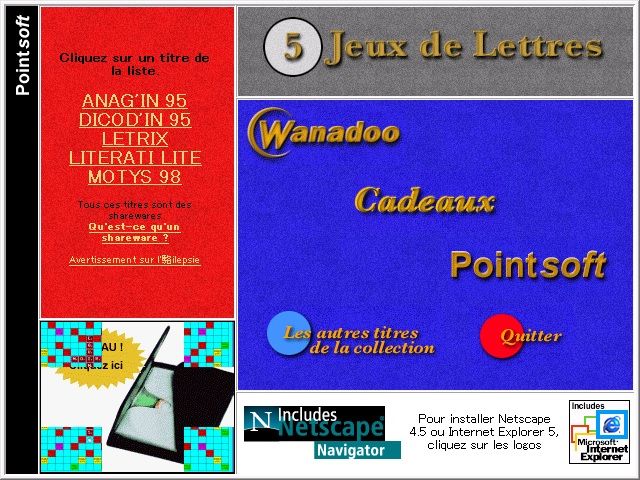 5 Jeux de Lettres (Windows) screenshot: CD-ROM interface
