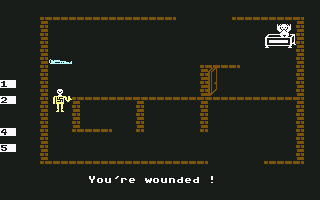 Beyond Castle Wolfenstein (Commodore 64) screenshot: Shot dead a guard