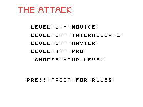 The Attack (TI-99/4A) screenshot: Game options
