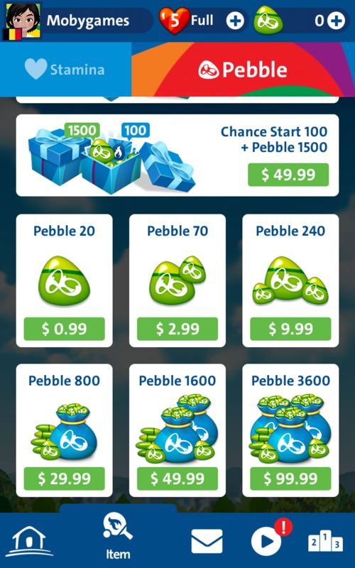 Rio 2016 Olympic Games (Android) screenshot: In-app purchases for pebbles