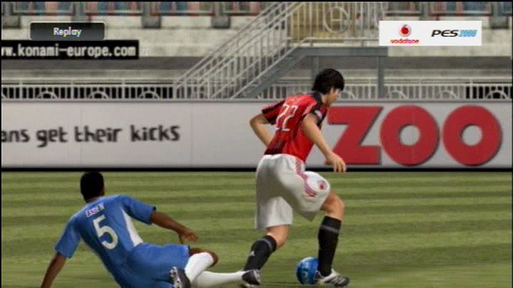 PES 2008: Pro Evolution Soccer (PlayStation 3) screenshot: Replay of a foul justifies the yellow card all too well.